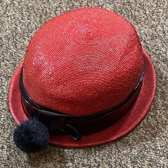 VTG, Adele Claire Made In New York US
Red Straw Hat with Black Band and Pom Pom main image 9